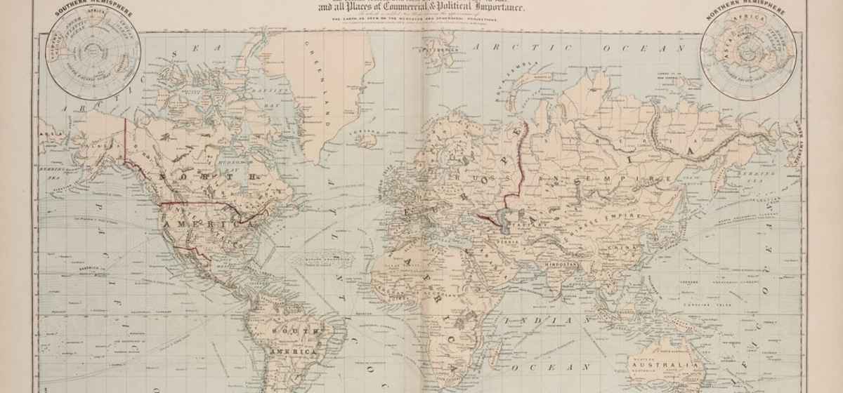 An 1880 antique map of the world